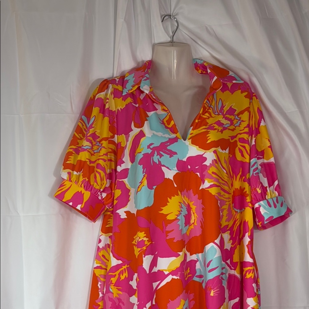 Rudy Connally Orange & Flora Multi-Color Sheath Dress - Picture 3 of 10